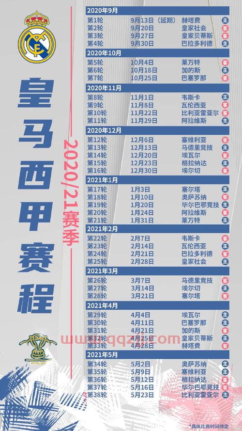 2021年皇马最新赛程表（2021年皇马最新赛程表图片）