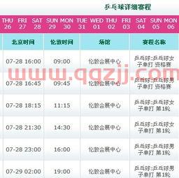 奥运乒乓球赛程直播频道（奥运乒乓球赛程直播时间）