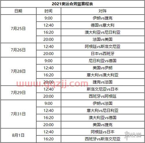 奥运会赛程2021赛程表