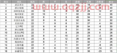 中甲联赛积分榜最新积分榜查询