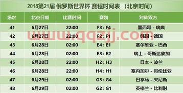 世界杯时间表时间