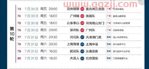 中超2021年赛程地点与时刻表
