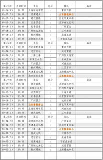 今年中超联赛赛程