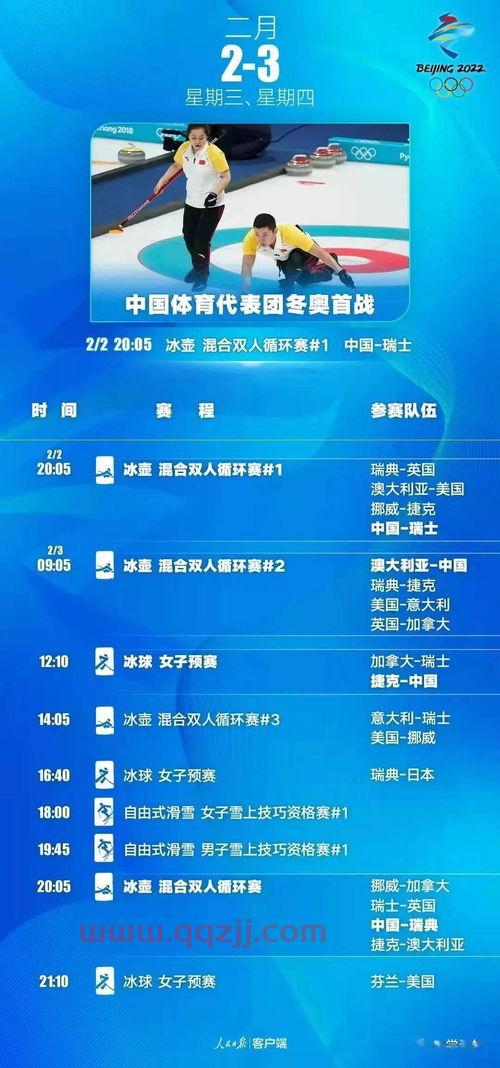 冬奥会赛程表
