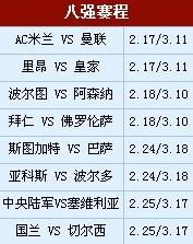 欧冠16强赛程