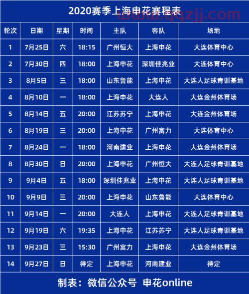 中超第二轮赛程表2020时间